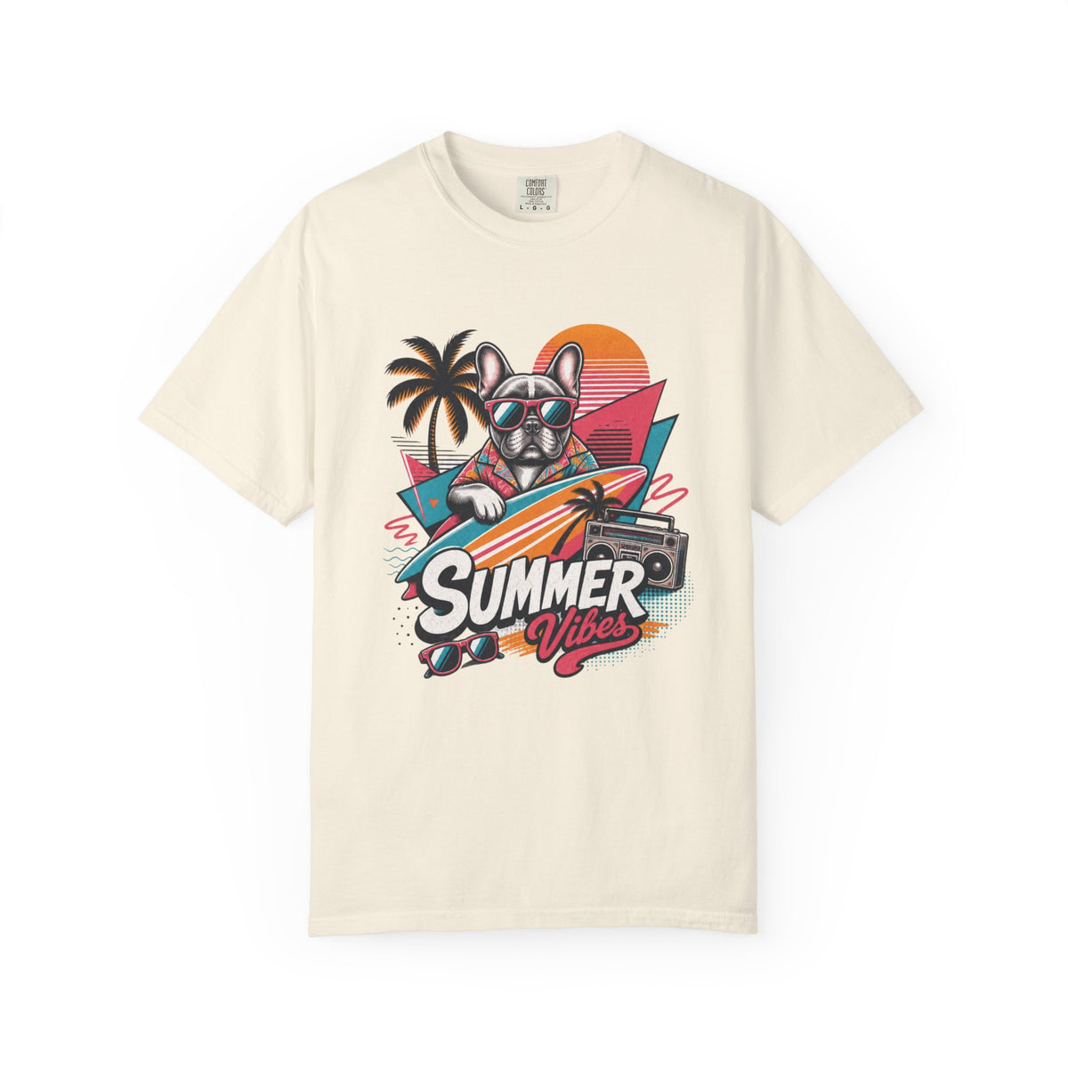 Summer Vibes French Bulldog— Retro Surf Dog Tee