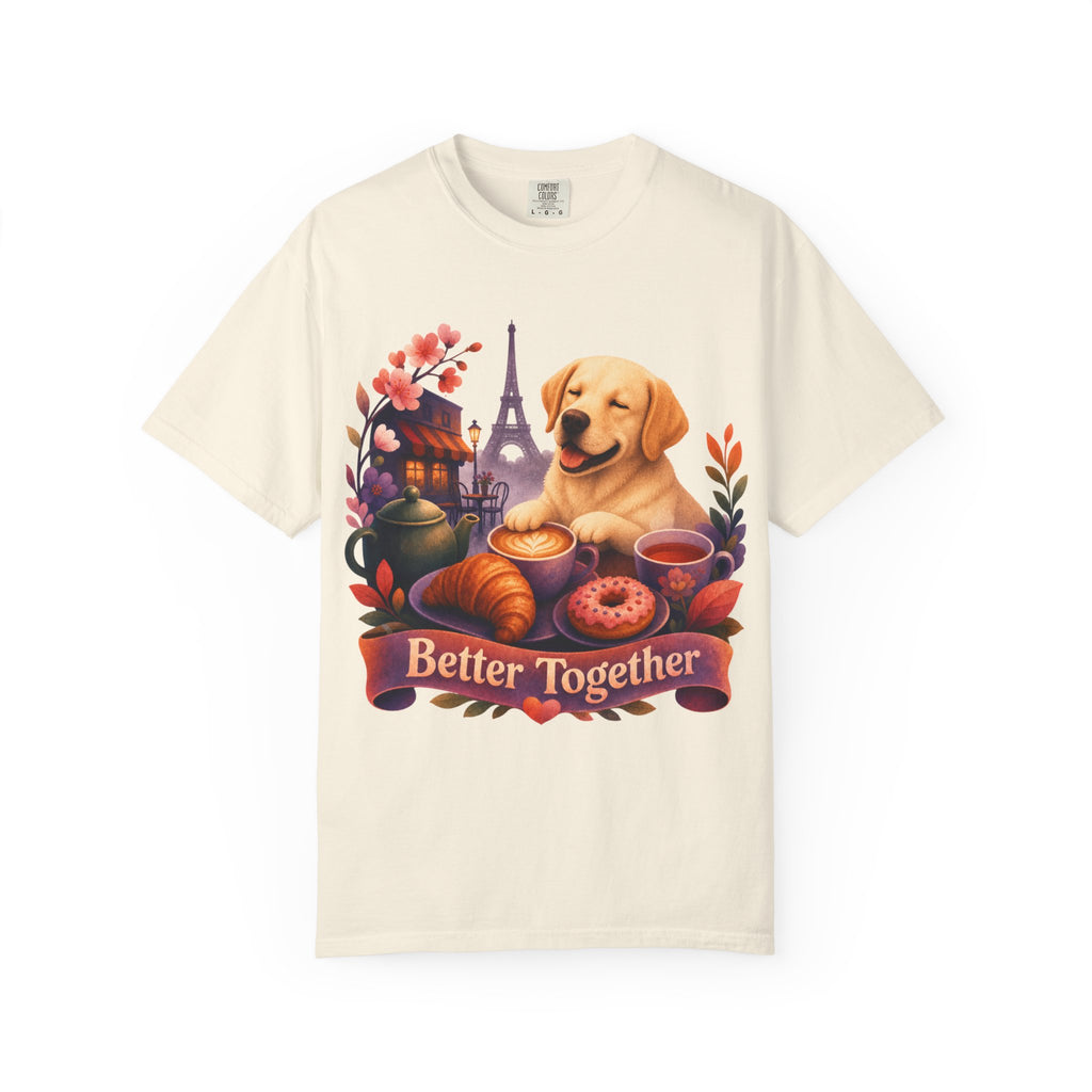 Better Together Labrador T-Shirt | Retro Dog, Coffee & Café Tee