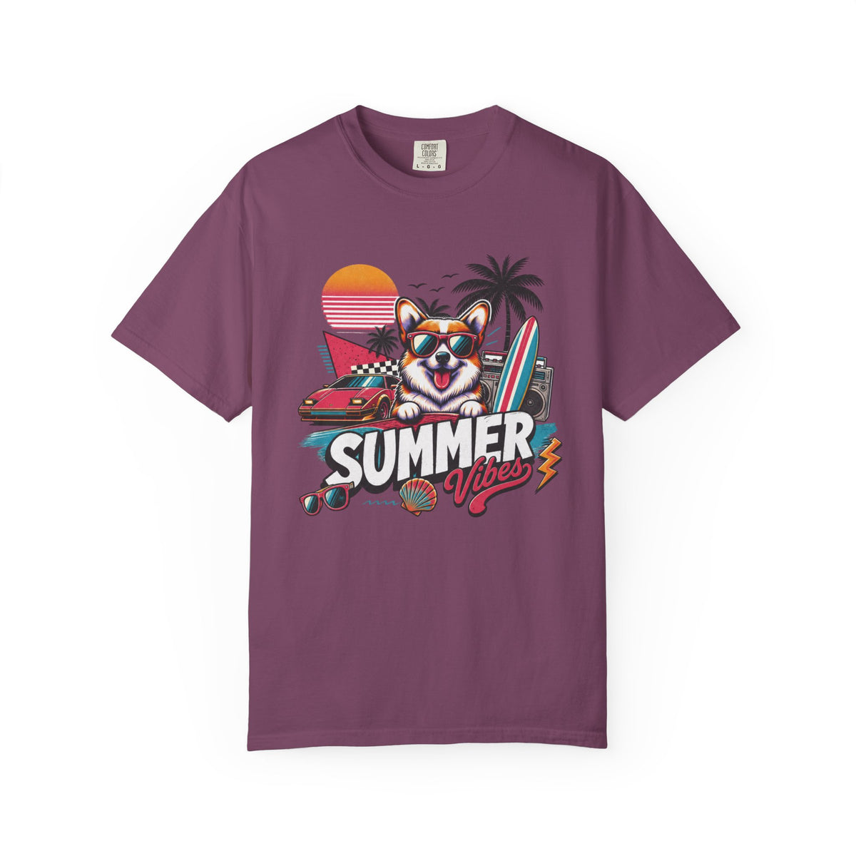 Summer Vibes Corgi — Retro Surf Dog Tee