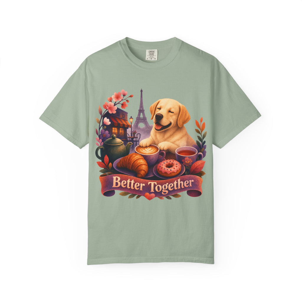 Better Together Labrador T-Shirt | Retro Dog, Coffee & Café Tee