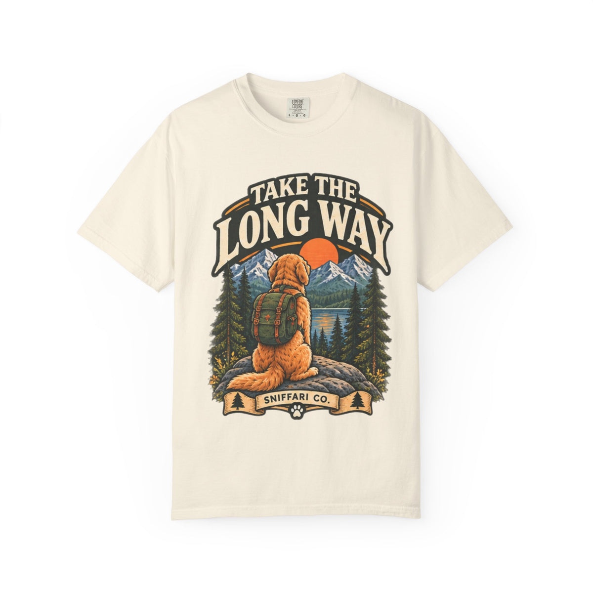 Take the Long Way Dog T-Shirt | Hiking & Outdoor Tee Light