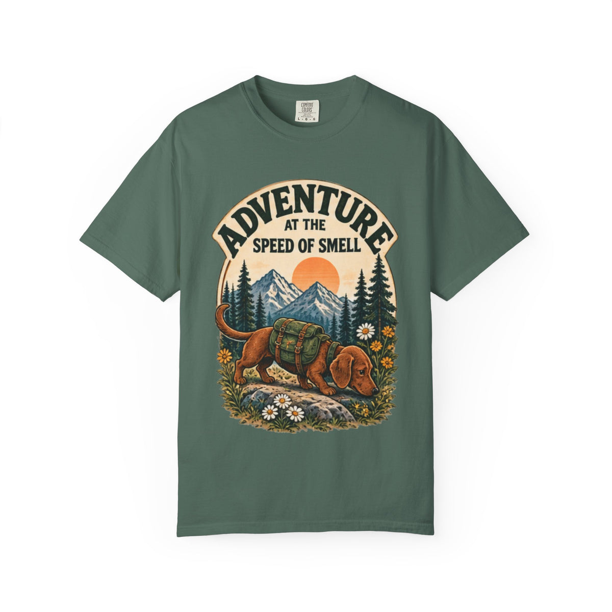 Adventure at the Speed of Smell Dog T-Shirt | Hiking Tee Dark