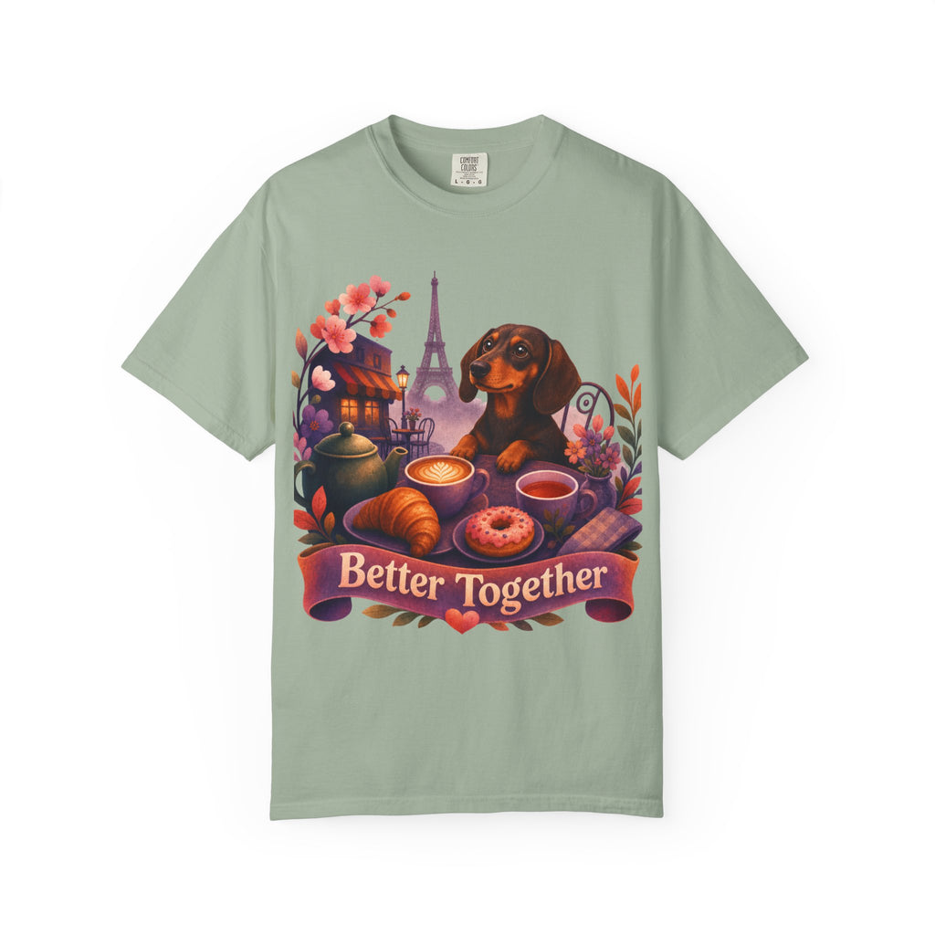 Better Together Dachshund T-Shirt | Retro Dog, Coffee & Café Tee
