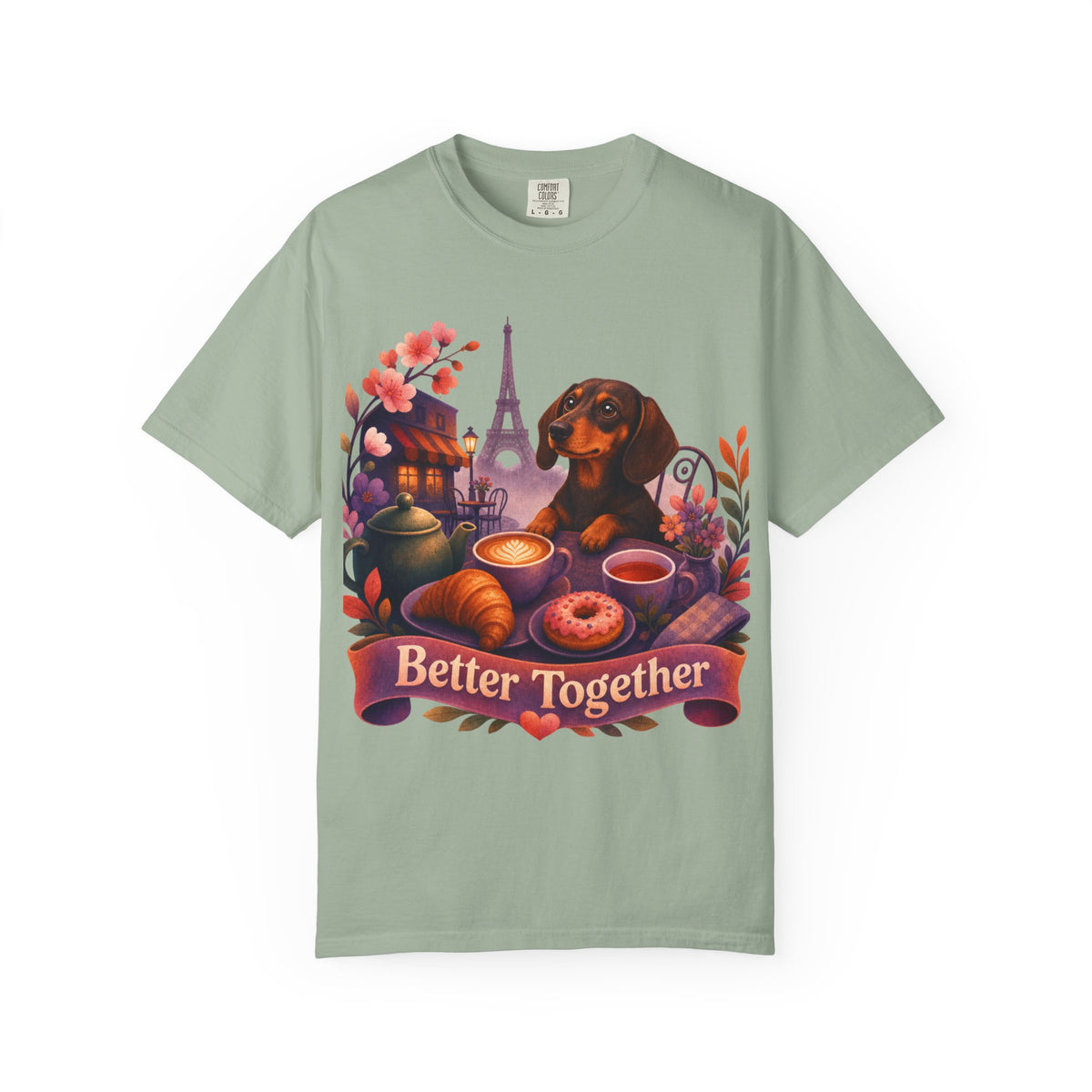 Better Together Dachshund T-Shirt | Retro Dog, Coffee & Café Tee