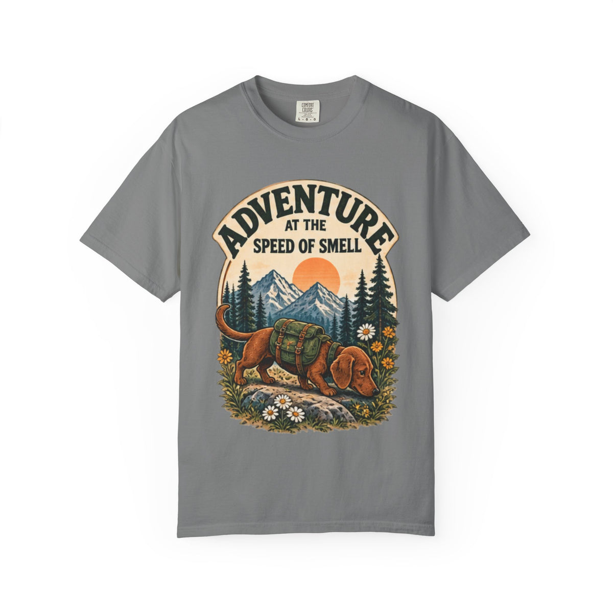 Adventure at the Speed of Smell Dog T-Shirt | Hiking Tee Dark