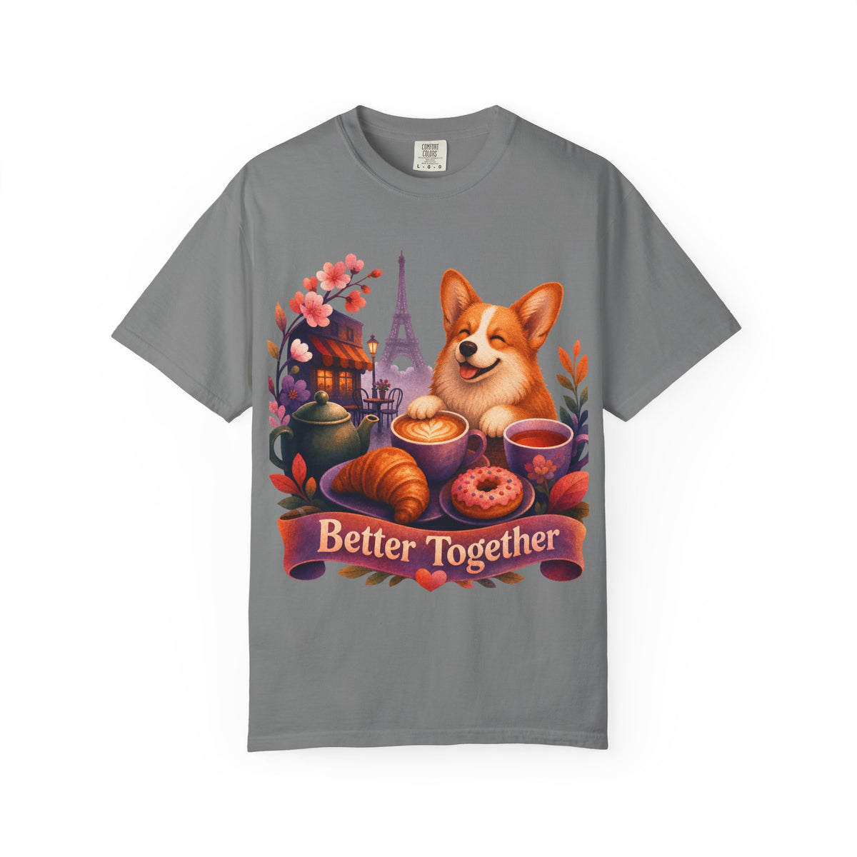 Better Together Corgi T-Shirt | Retro Dog, Coffee & Café Tee