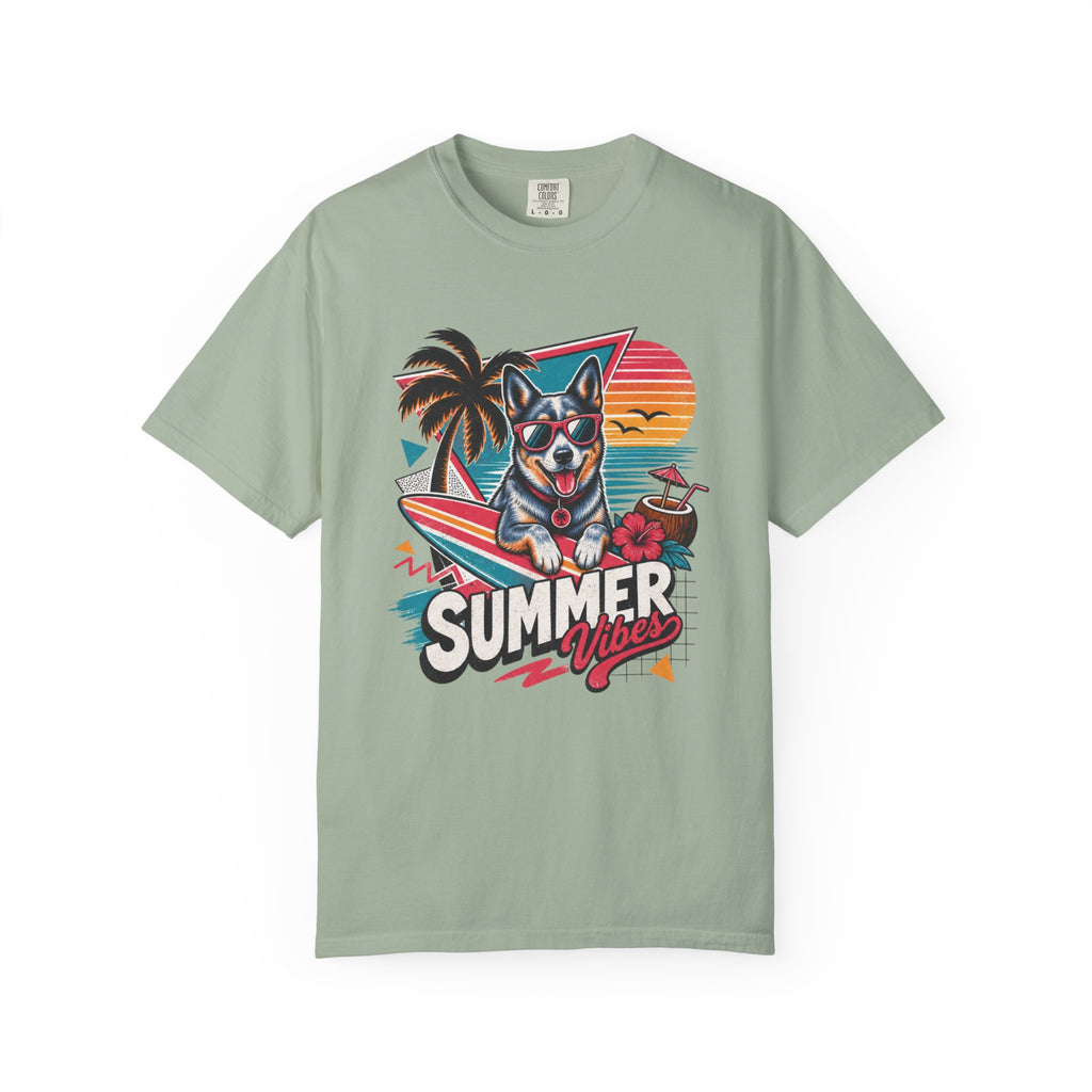 Summer Vibes Blue Heeler Australian Cattle Dog — Retro Surf Dog Tee