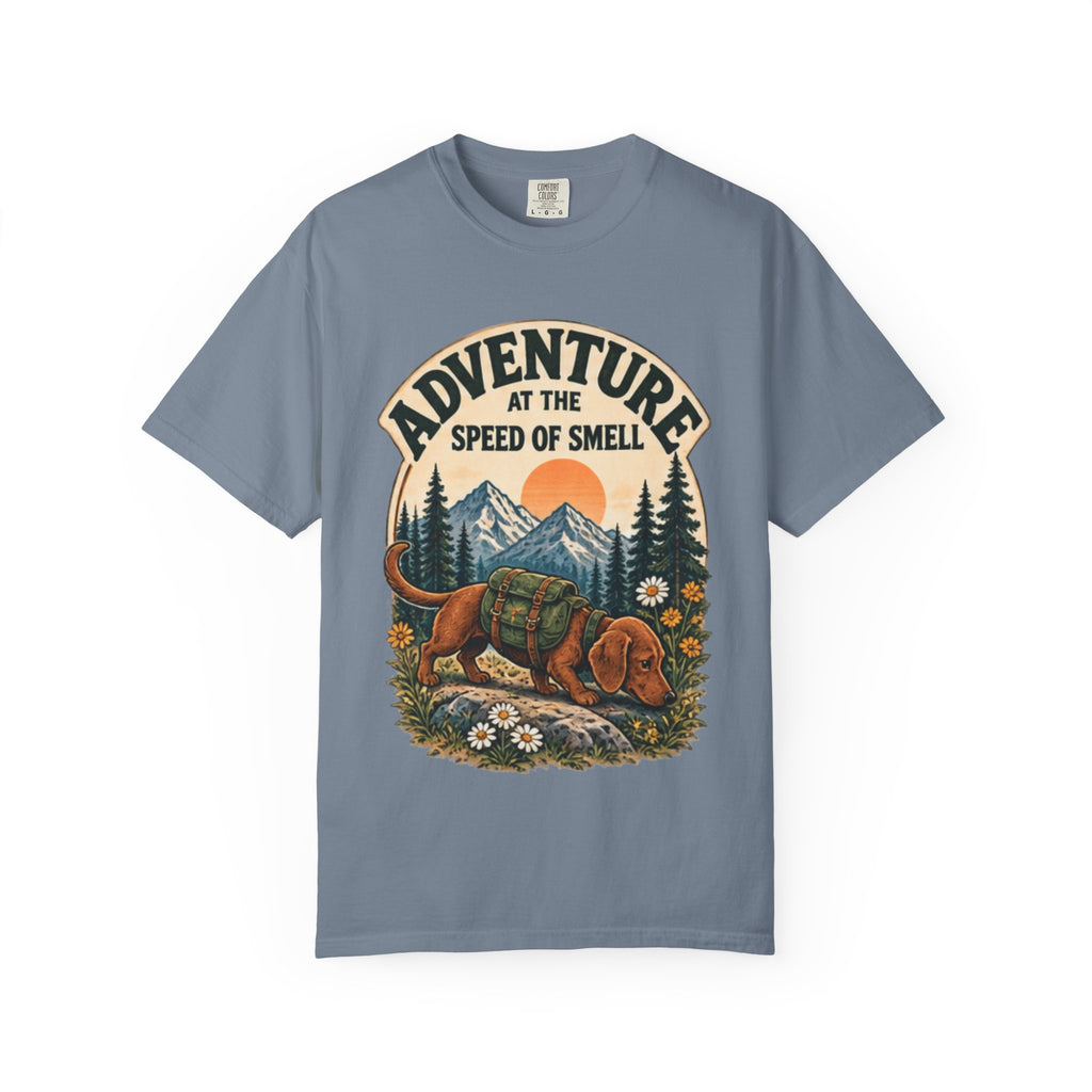 Adventure at the Speed of Smell Dog T-Shirt | Hiking Tee Dark