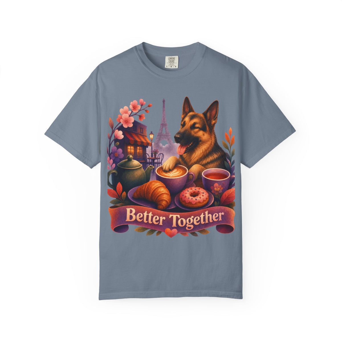 Better Together German Shepherd T-Shirt | Retro Dog, Coffee & Café Tee