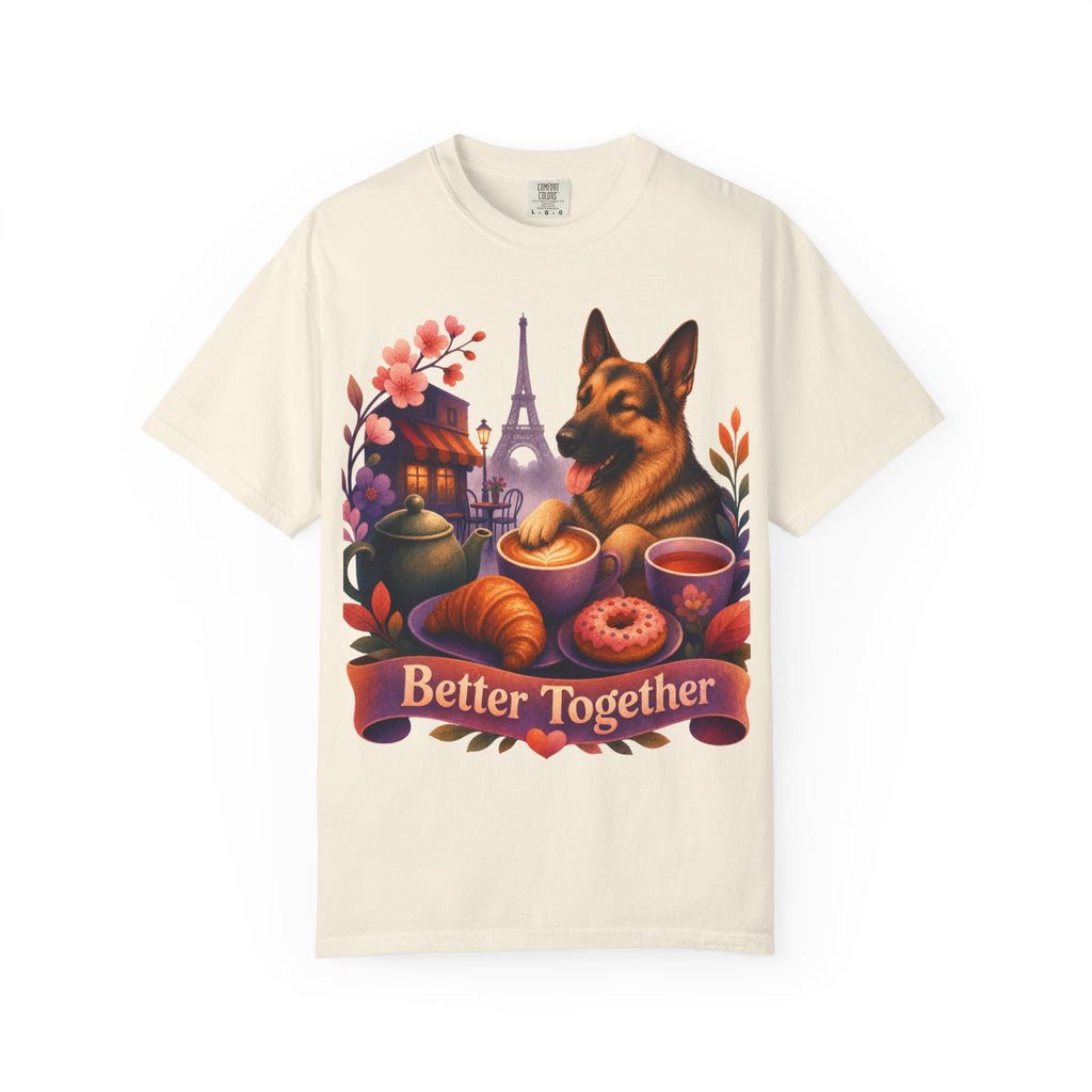 Better Together German Shepherd T-Shirt | Retro Dog, Coffee & Café Tee