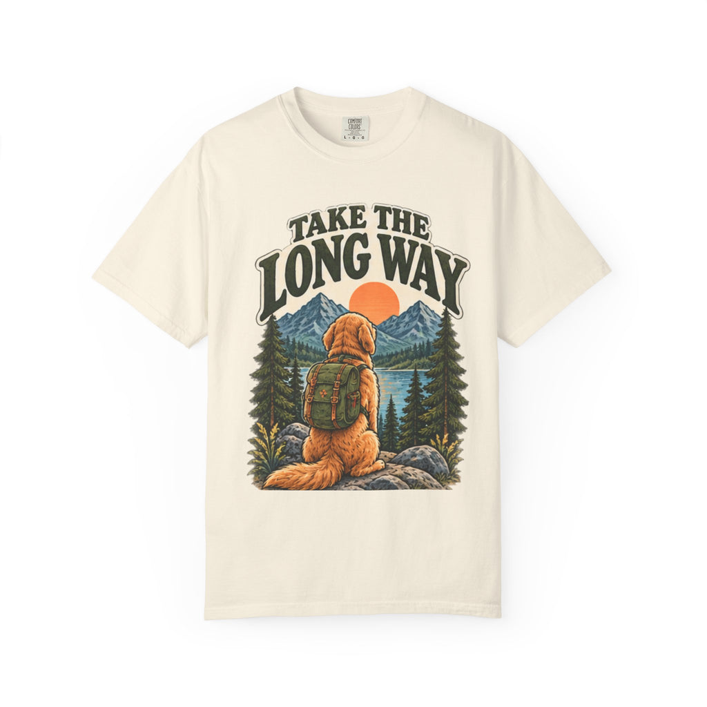 Take the Long Way Dog T-Shirt | Hiking & Outdoor Tee Dark