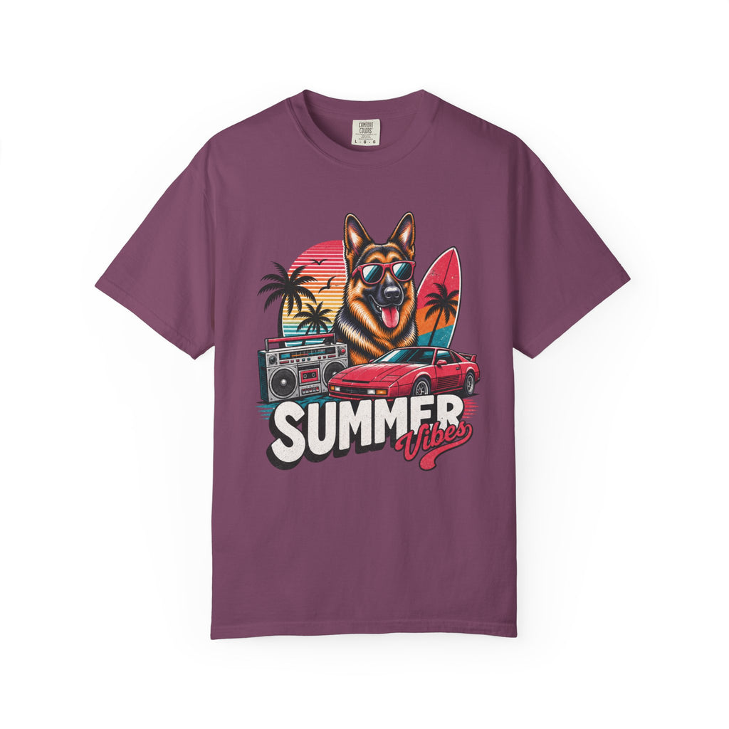 Summer Vibes German Shepherd— Retro Surf Dog Tee