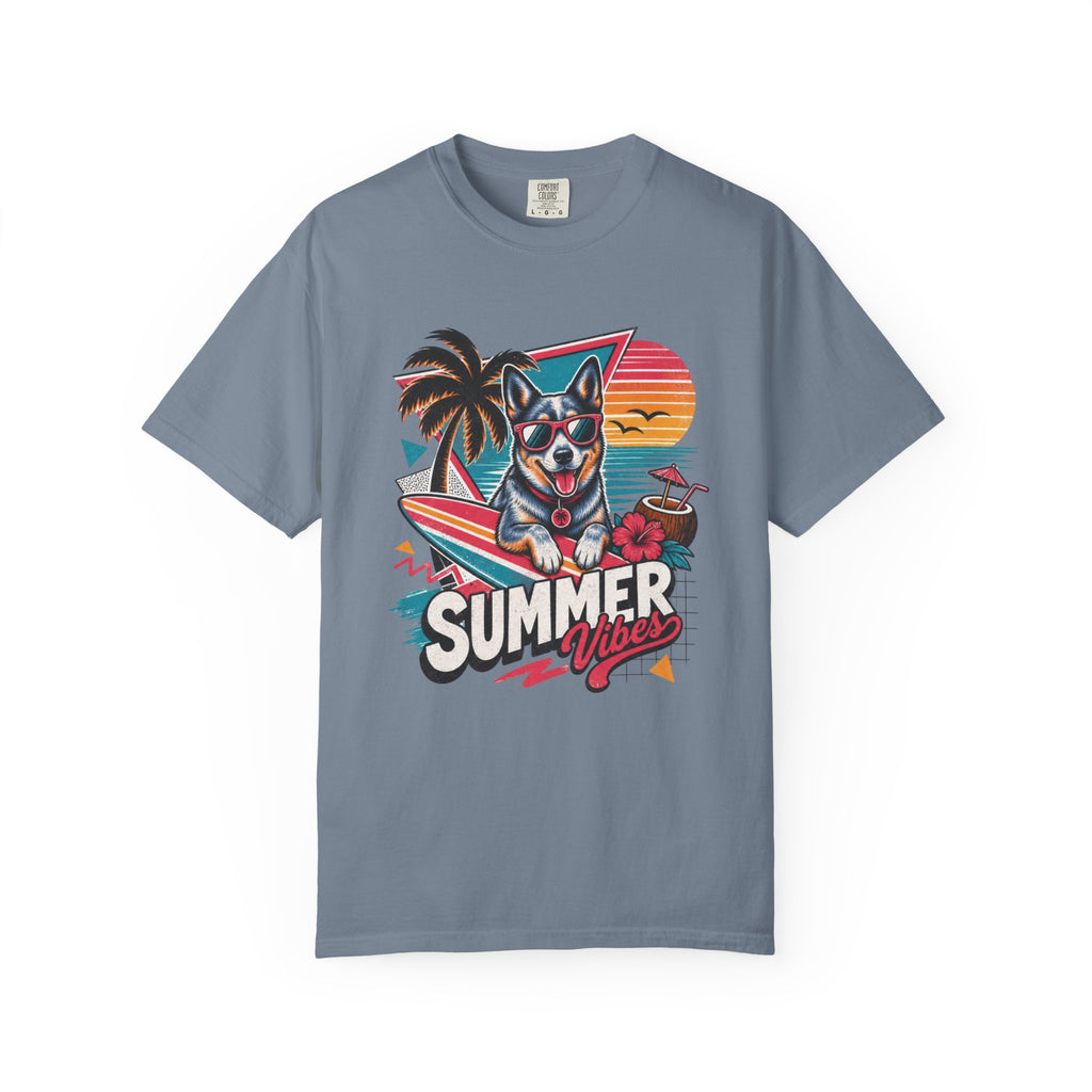 Summer Vibes Blue Heeler Australian Cattle Dog — Retro Surf Dog Tee