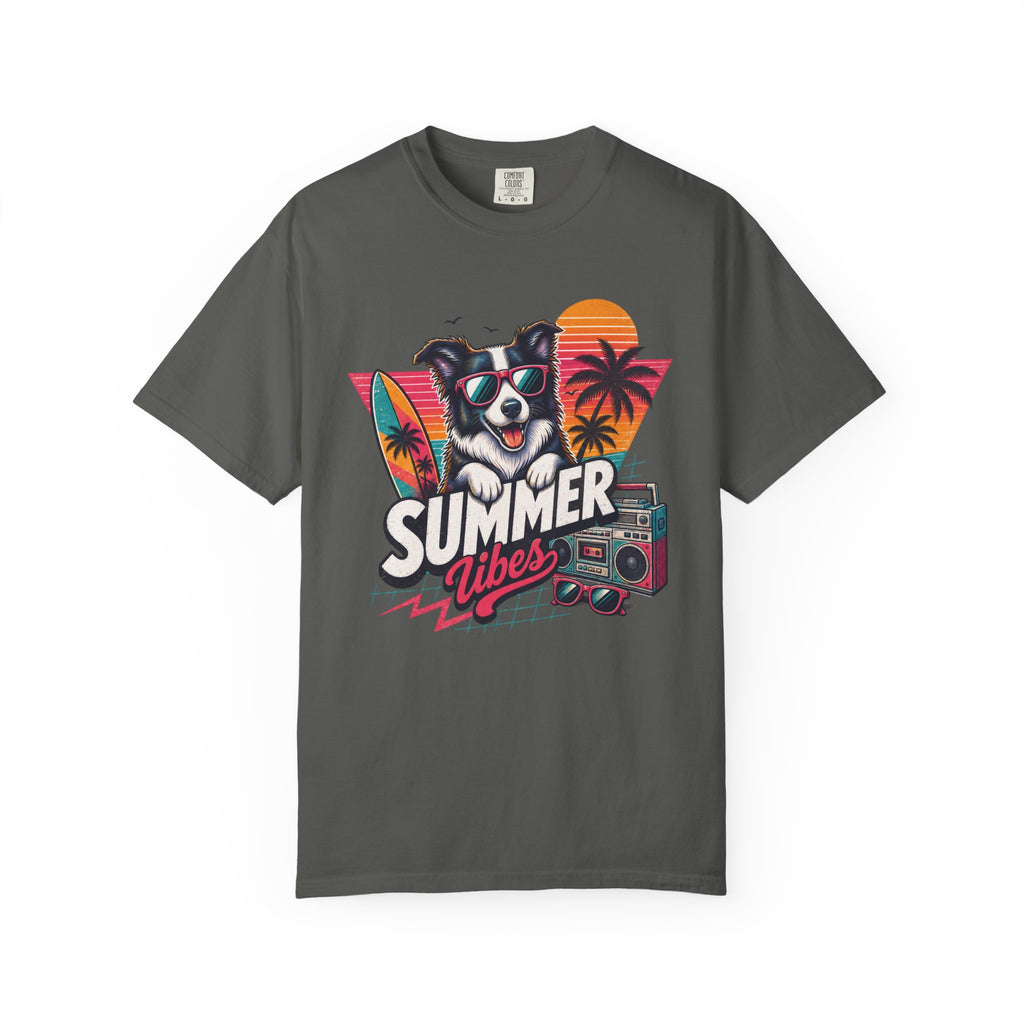 Summer Vibes Border Collie — Retro Surf Dog Tee
