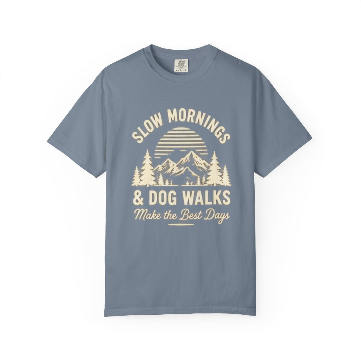 Slow Mornings & Dog Walks T-Shirt | Dog Lover & Coffee Tee