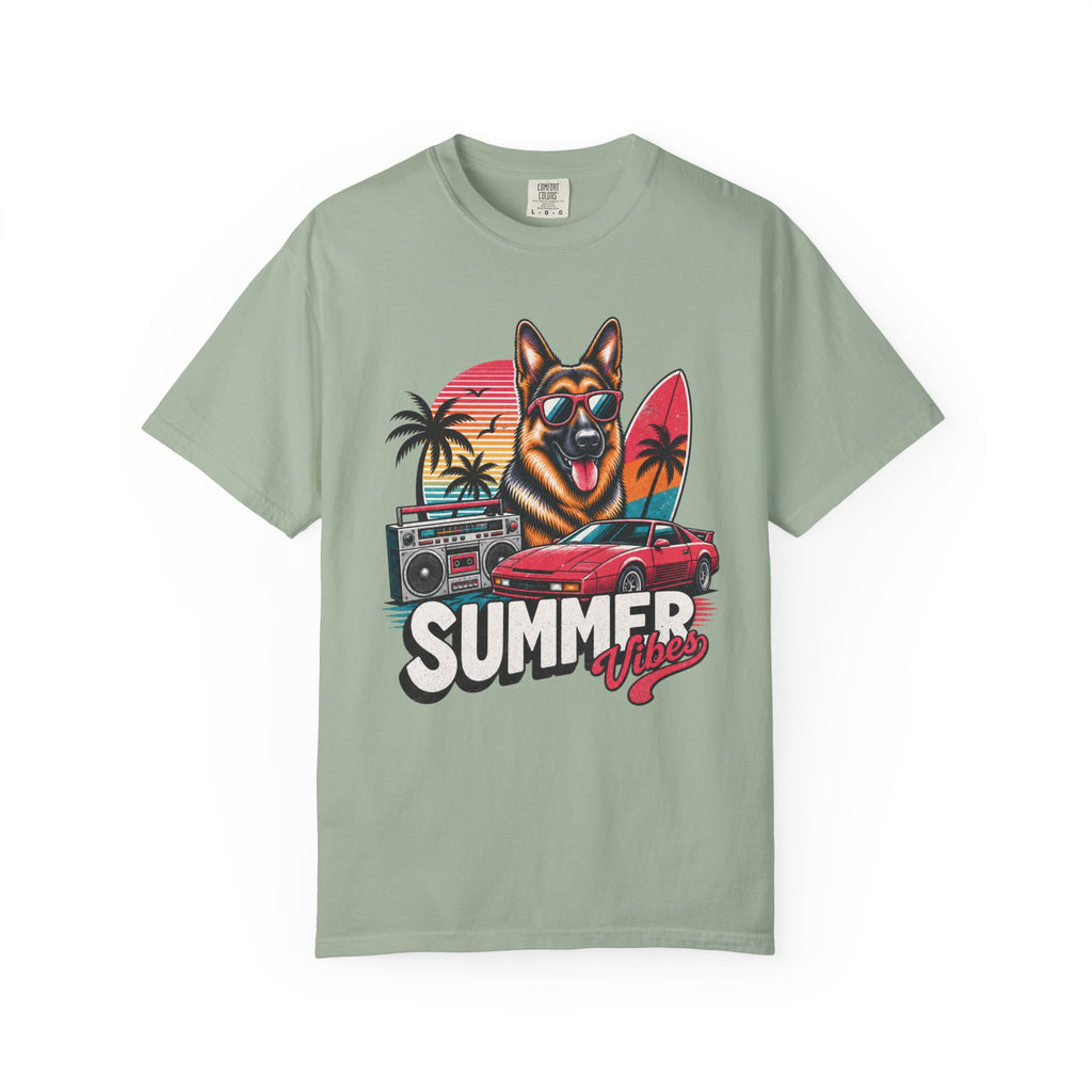 Summer Vibes German Shepherd— Retro Surf Dog Tee