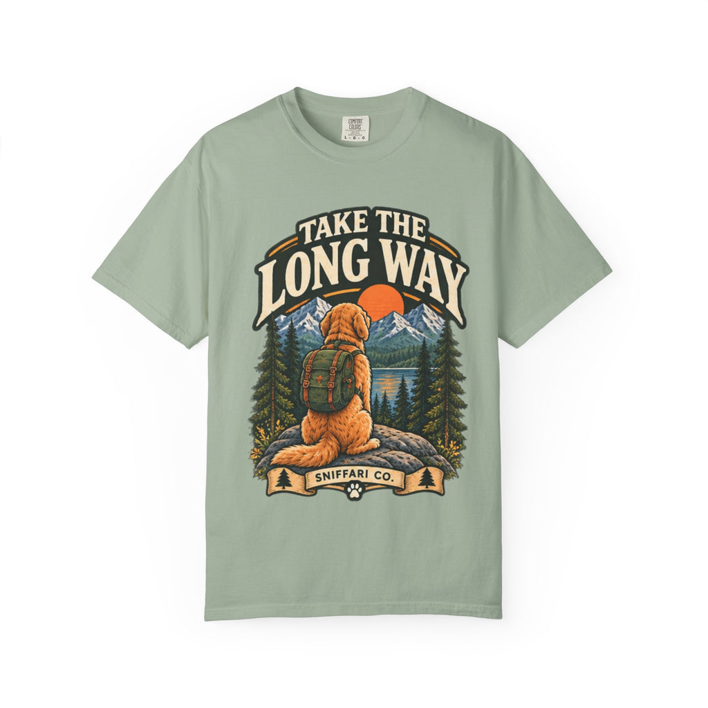 Take the Long Way Dog T-Shirt | Hiking & Outdoor Tee Light