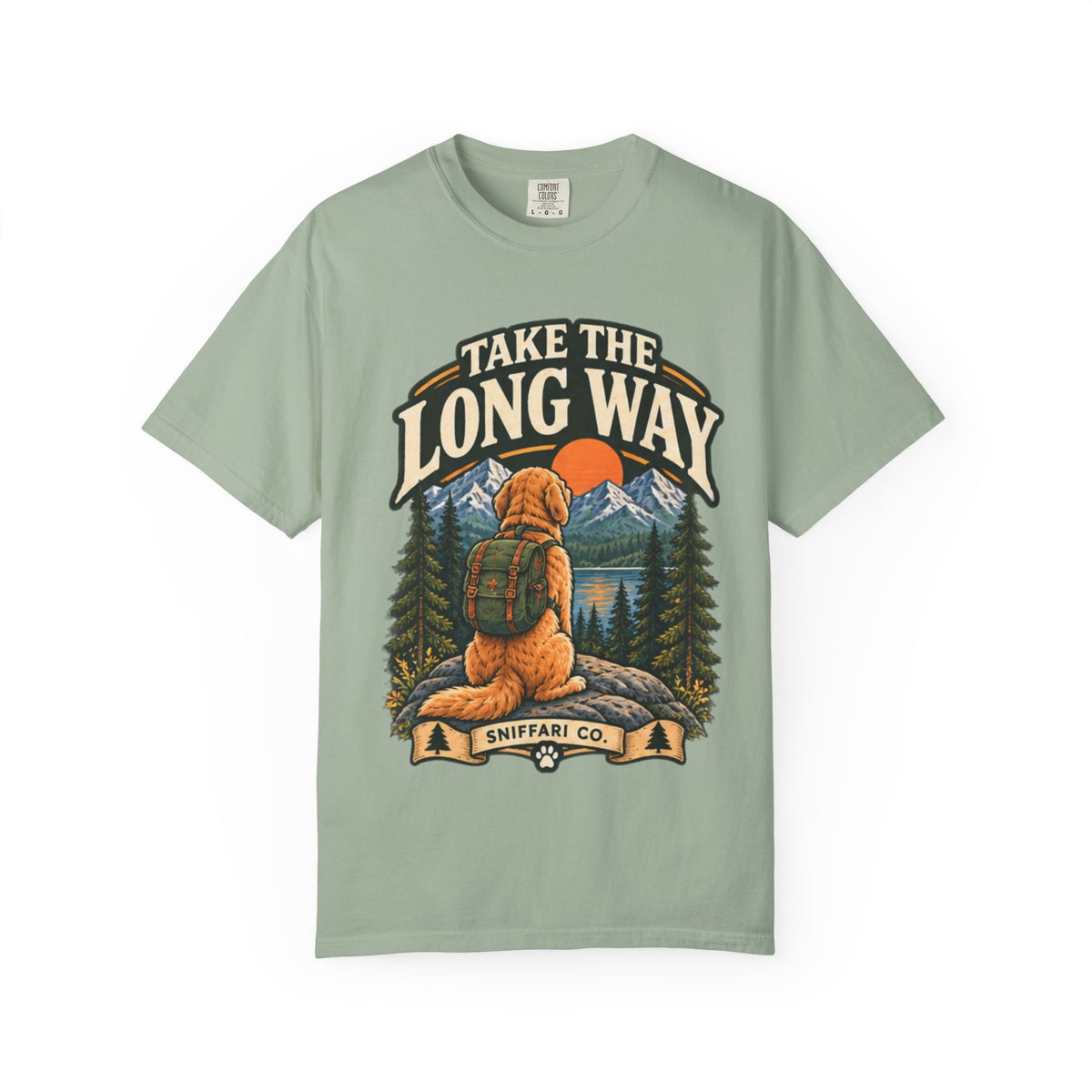 Take the Long Way Dog T-Shirt | Hiking & Outdoor Tee Light