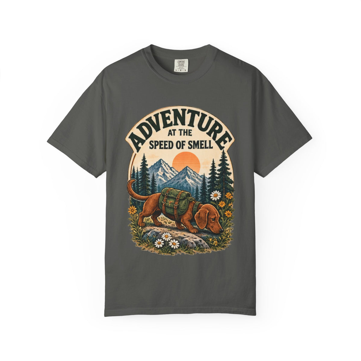 Adventure at the Speed of Smell Dog T-Shirt | Hiking Tee Dark