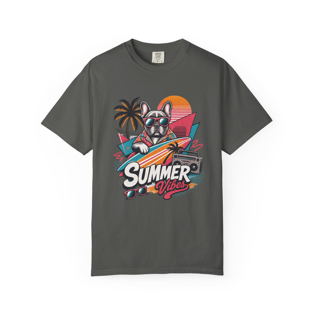 Summer Vibes French Bulldog— Retro Surf Dog Tee