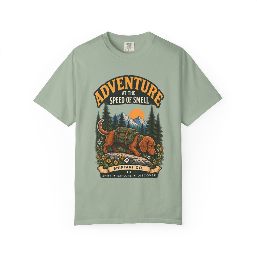Adventure at the Speed of Smell Dog T-Shirt | Hiking Tee Light