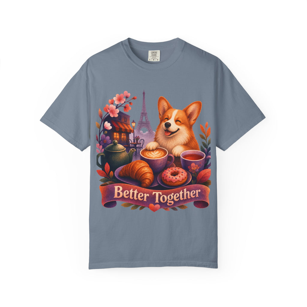 Better Together Corgi T-Shirt | Retro Dog, Coffee & Café Tee