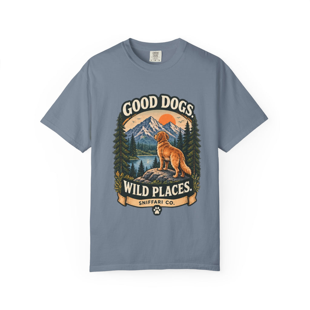 Good Dogs Wild Places T-Shirt | Outdoor Dog Lover Tee Light