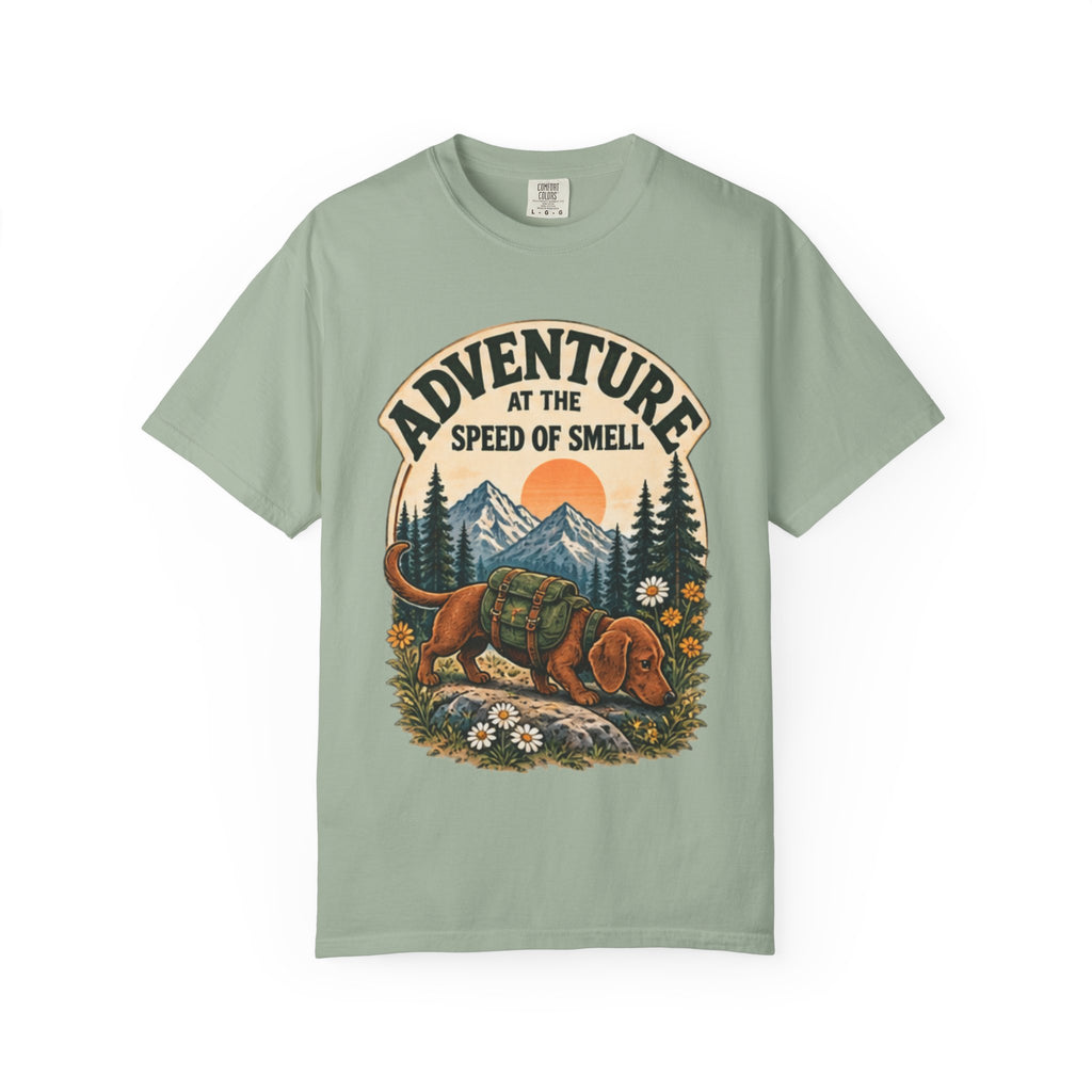 Adventure at the Speed of Smell Dog T-Shirt | Hiking Tee Dark