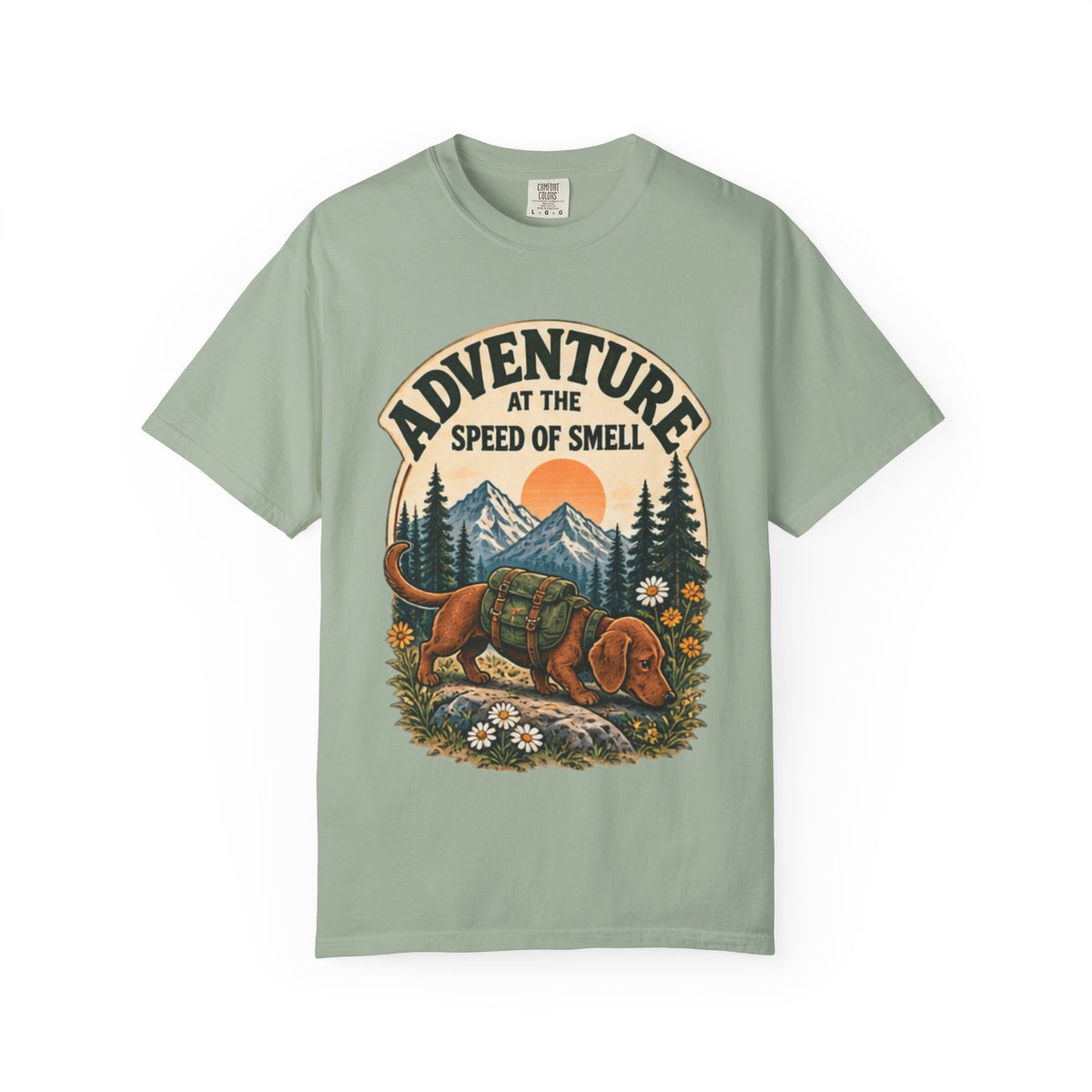 Adventure at the Speed of Smell Dog T-Shirt | Hiking Tee Dark