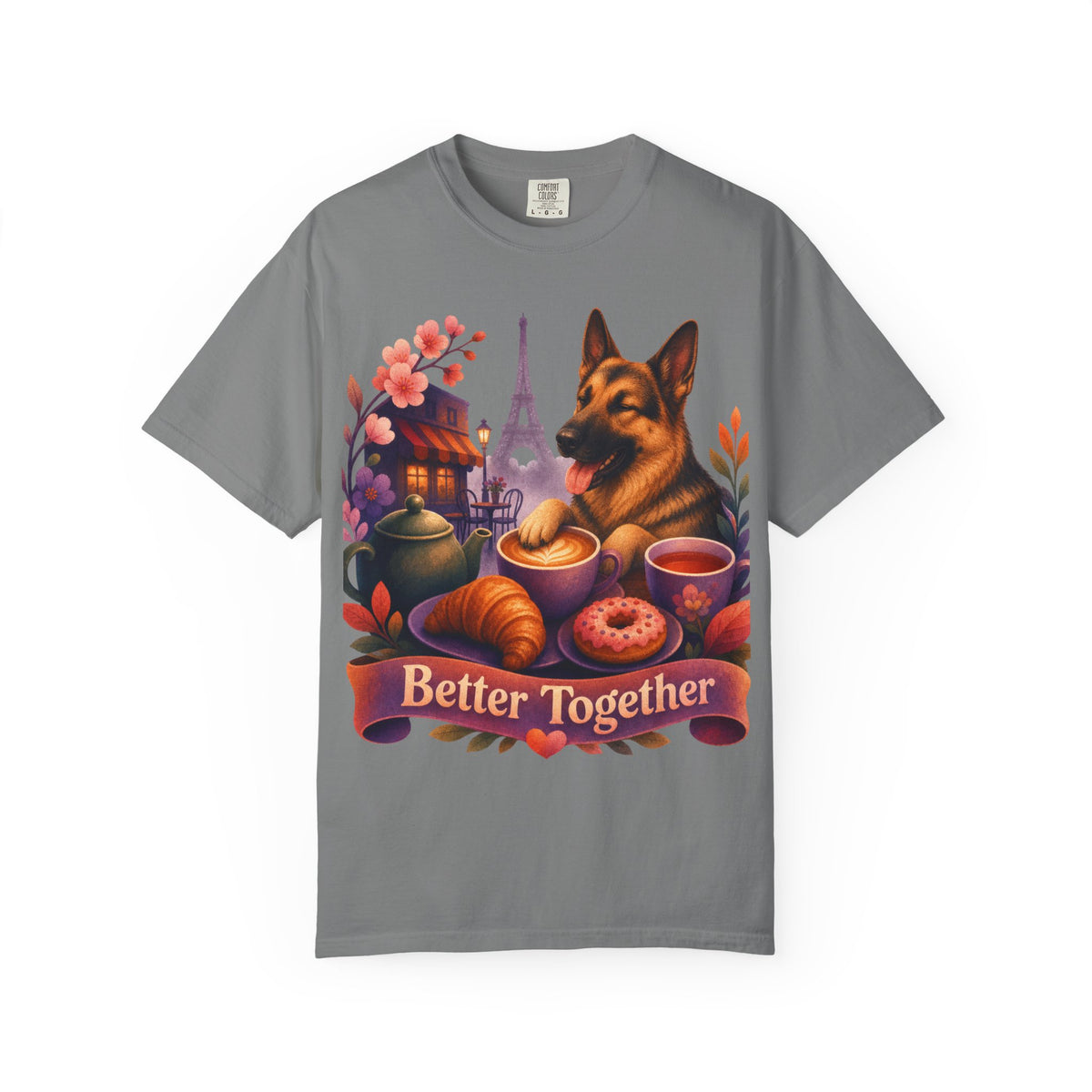 Better Together German Shepherd T-Shirt | Retro Dog, Coffee & Café Tee