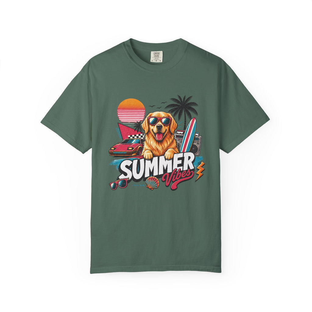 Summer Vibes Golden Retriever — Retro Surf Dog Tee