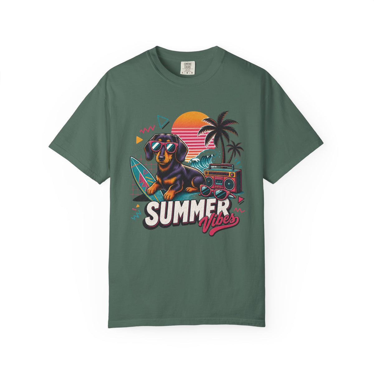 Summer Vibes Dachshund — Retro Surf Dog Tee