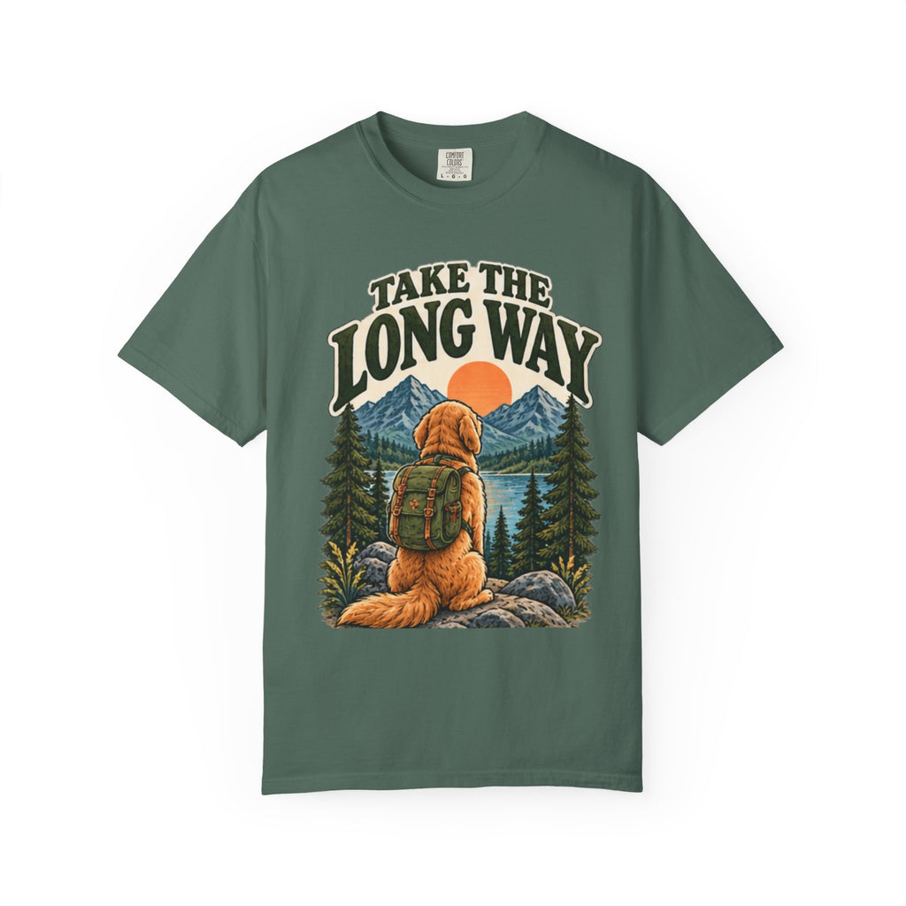 Take the Long Way Dog T-Shirt | Hiking & Outdoor Tee Dark