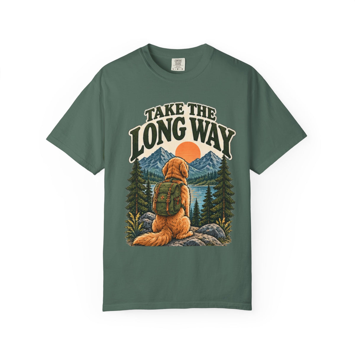 Take the Long Way Dog T-Shirt | Hiking & Outdoor Tee Dark