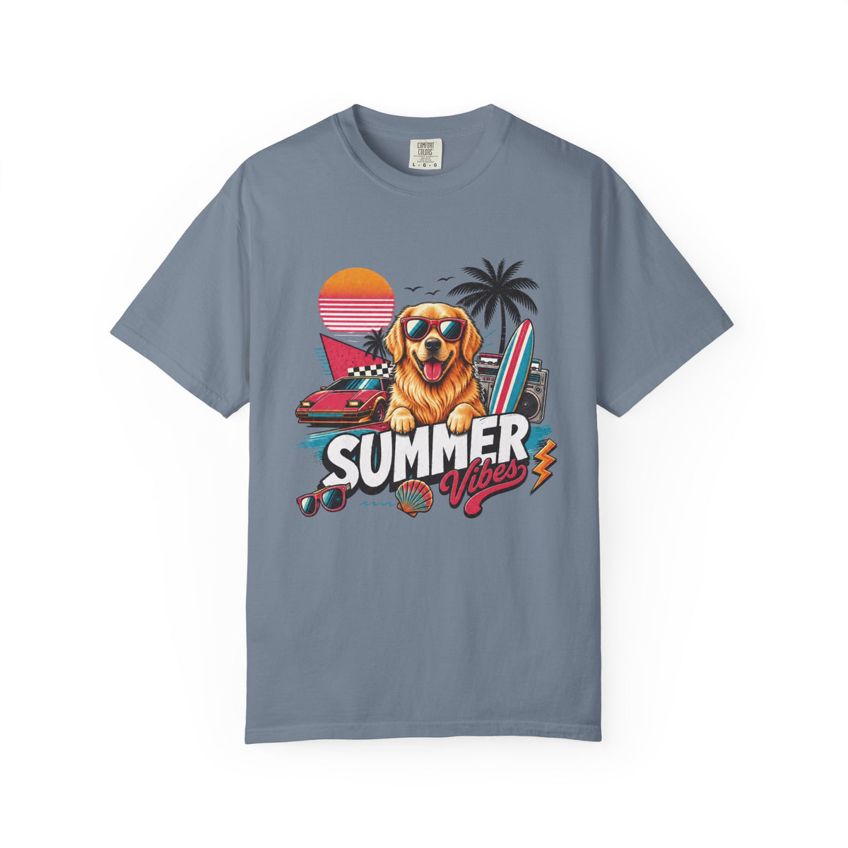 Summer Vibes Golden Retriever — Retro Surf Dog Tee