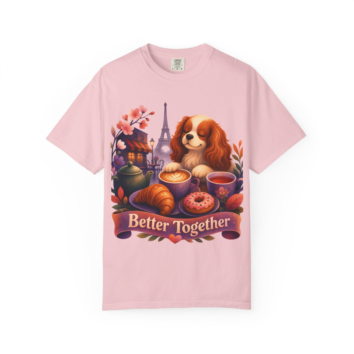 Better Together Cavalier King Charles Spaniel T-Shirt | Retro Dog, Coffee & Café Tee