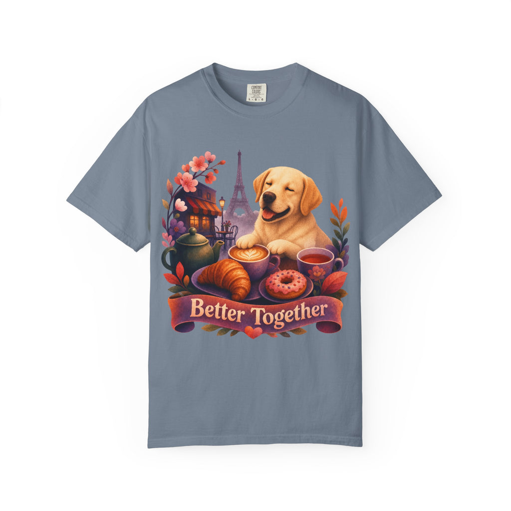 Better Together Labrador T-Shirt | Retro Dog, Coffee & Café Tee