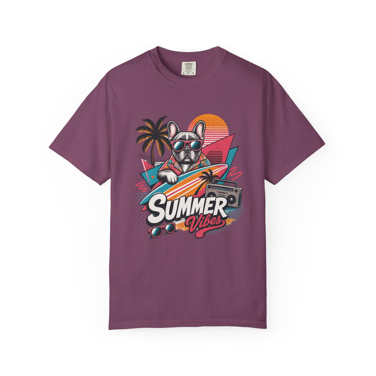 Summer Vibes French Bulldog— Retro Surf Dog Tee