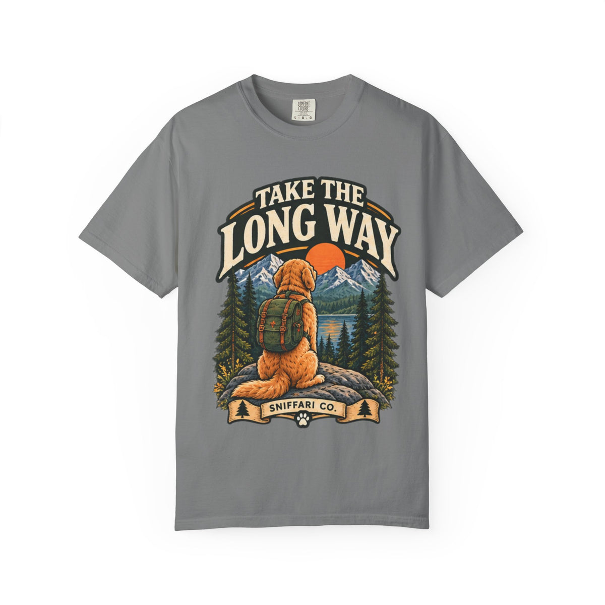 Take the Long Way Dog T-Shirt | Hiking & Outdoor Tee Light