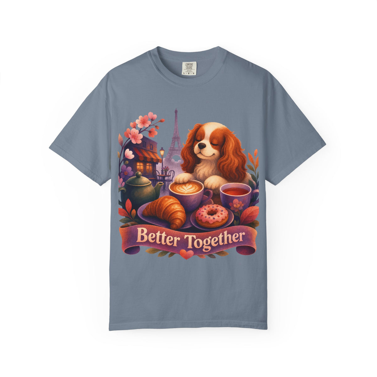 Better Together Cavalier King Charles Spaniel T-Shirt | Retro Dog, Coffee & Café Tee