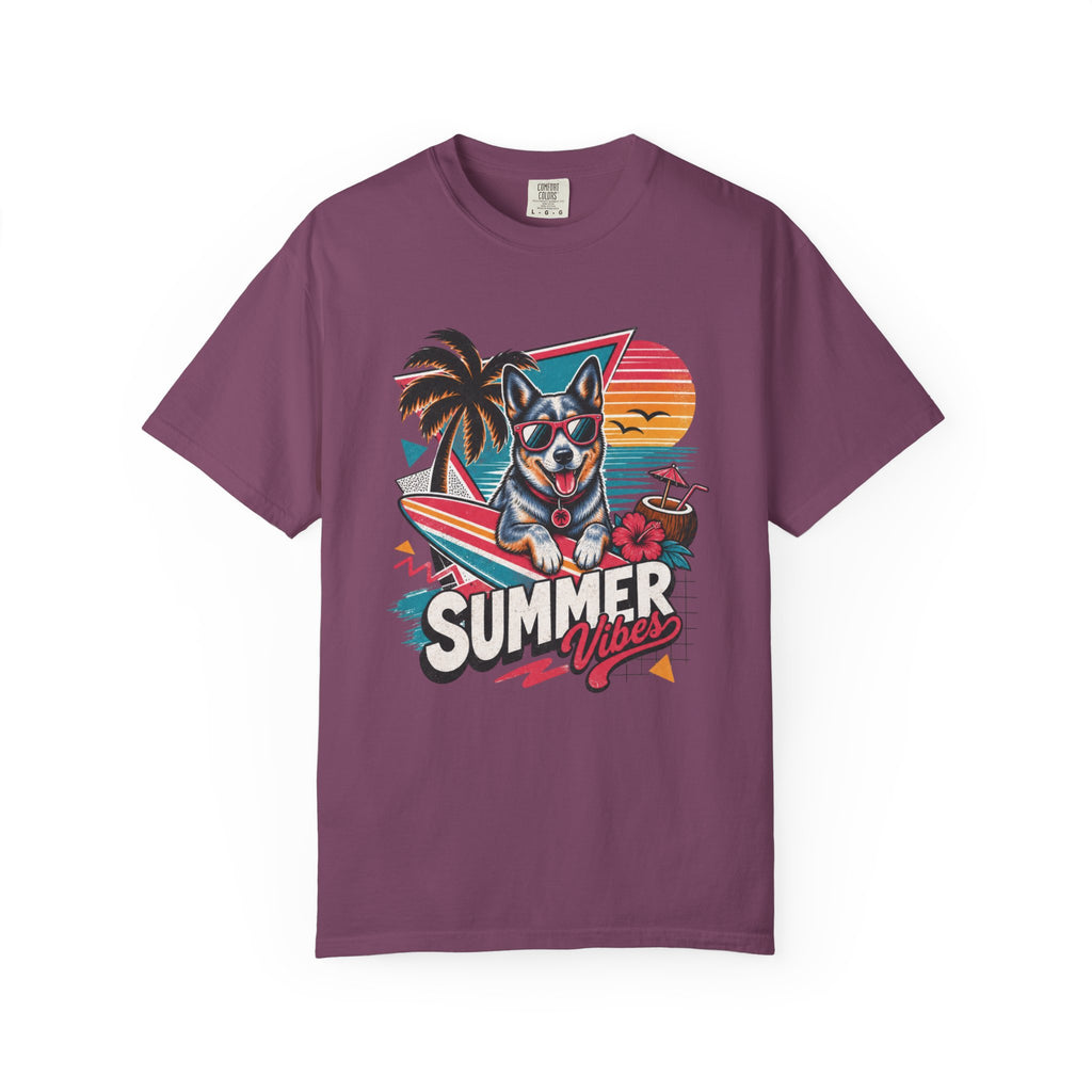 Summer Vibes Blue Heeler Australian Cattle Dog — Retro Surf Dog Tee