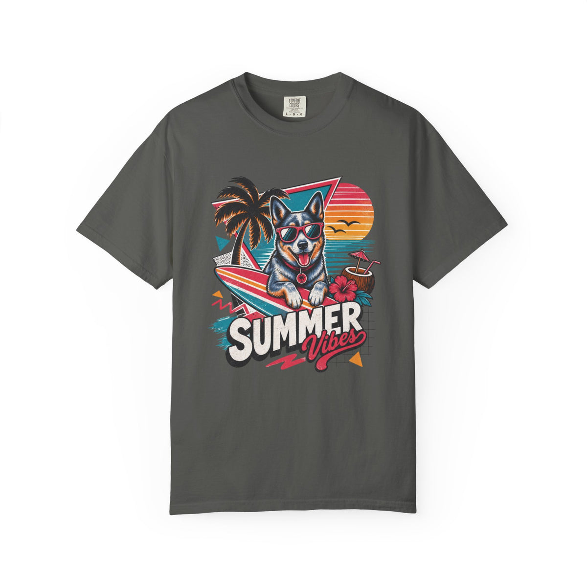 Summer Vibes Blue Heeler Australian Cattle Dog — Retro Surf Dog Tee
