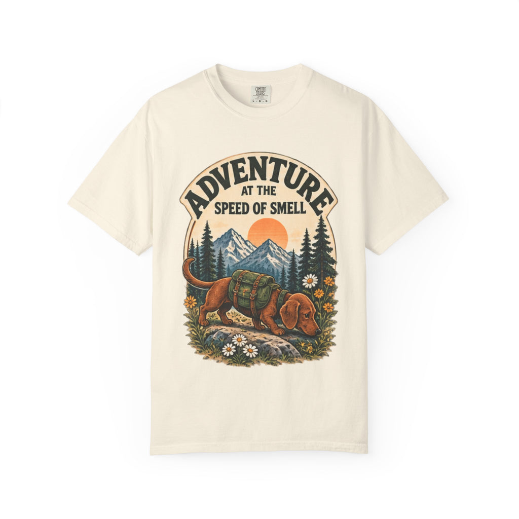 Adventure at the Speed of Smell Dog T-Shirt | Hiking Tee Dark
