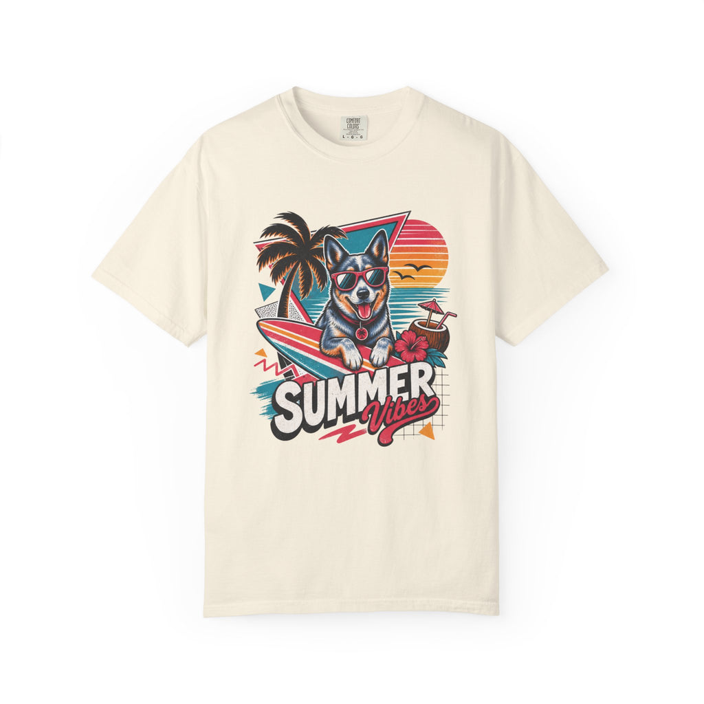Summer Vibes Blue Heeler Australian Cattle Dog — Retro Surf Dog Tee