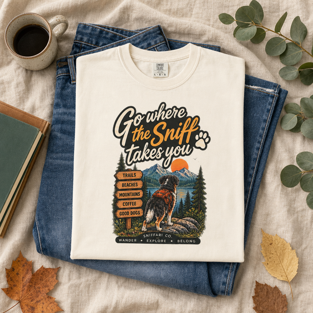 Go Where the Sniff Takes You Dog T-Shirt | Outdoor Tee Light