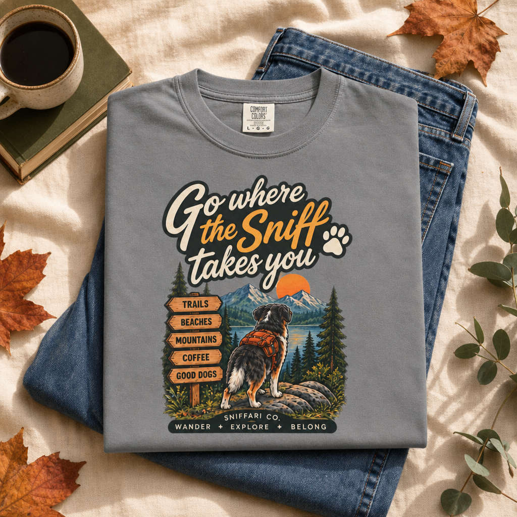 Go Where the Sniff Takes You Dog T-Shirt | Outdoor Tee Light