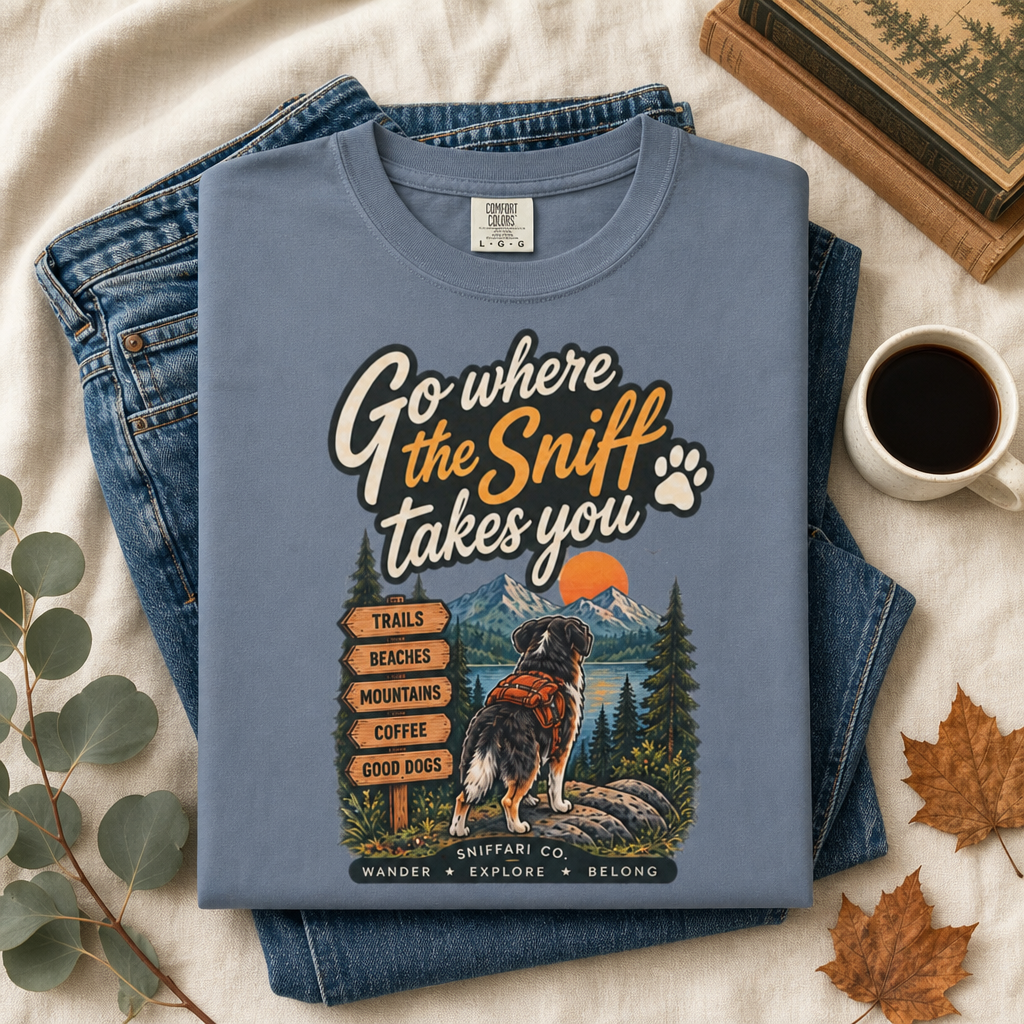 Go Where the Sniff Takes You Dog T-Shirt | Outdoor Tee Light