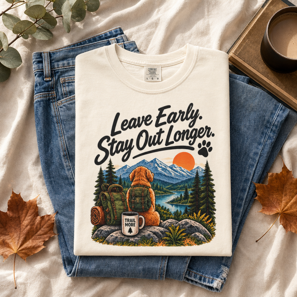 Leave Early Stay Out Longer T-Shirt | Outdoor Dog Tee Dark