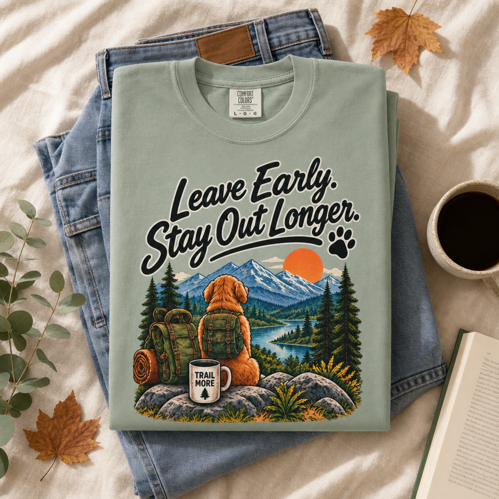 Leave Early Stay Out Longer T-Shirt | Outdoor Dog Tee Dark