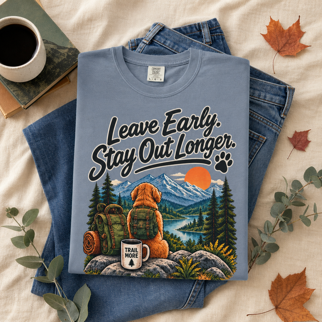 Leave Early Stay Out Longer T-Shirt | Outdoor Dog Tee Dark
